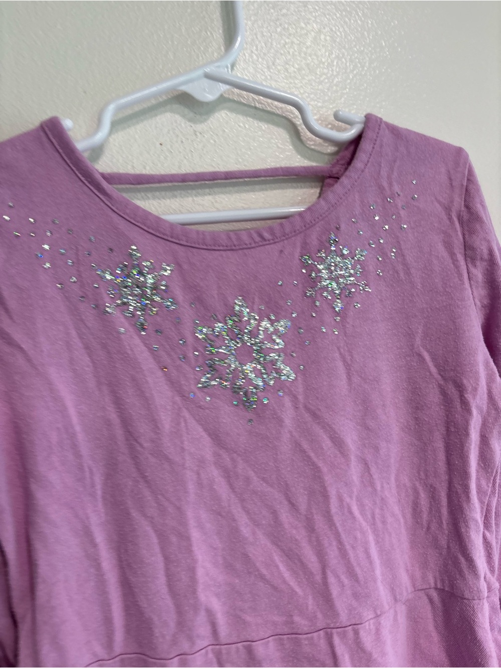 Frozen Elsa Disney 6x Lavender Sparkle Snowflake Dress long sleeve - Picture 3 of 4